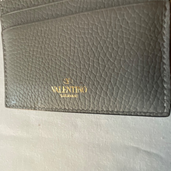 NEW Valentino Garavani Grey Leather Silver RockStud Cards Holder NWT - Picture 8 of 14